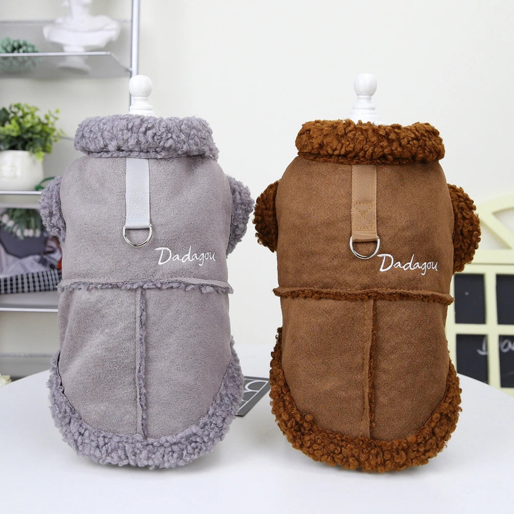 British Style Dog Jacket Lamb Fleece Winter Dog Clothes for Small Dogs Puppy Costume Chihuahua Warm Coat Pet Pug Yorkie Outfits