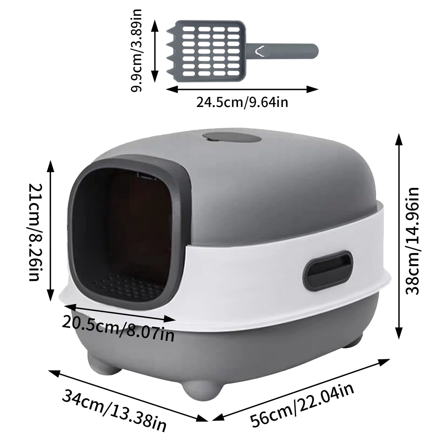 Bingopaw Large Cat Litter Box with Cat Litter Scoop with Lid, Oval Oblong Hooded Front Entry and Exit Leak-Proof Litter Cat Box