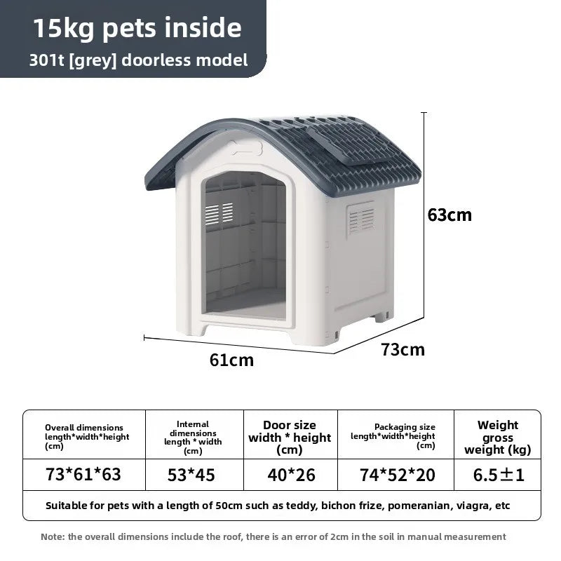 Large Waterproof Outdoor Dog House - Detachable & Washable Dog Cage for Medium/Large Breeds, All-Weather Shelter