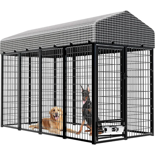 Large Dog Kennel Outside with Roof Heavy-Duty Indoor Outdoor Dog Run Dog Enclosure with Removable Cover Dog Pens Outside Plaype