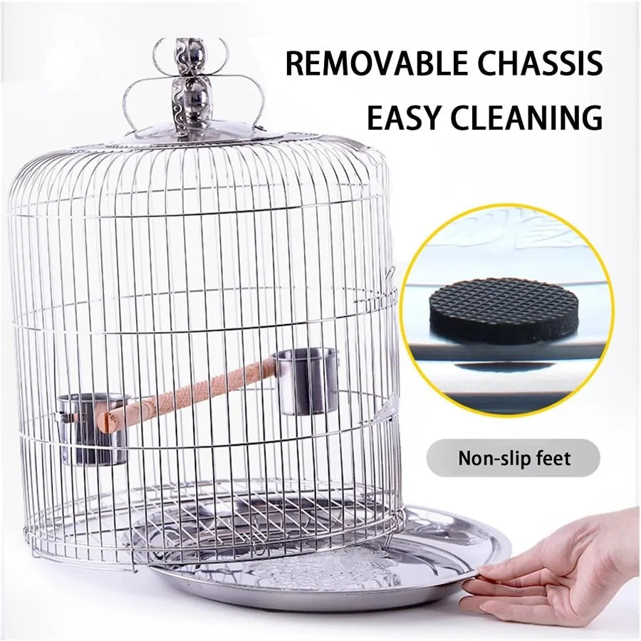 Aimery Bird Cage Stainless Steel Birdcage Small Bird cage Bird Cages for Parrots Travel Bird Cage Bird Travel cage Size : V36G