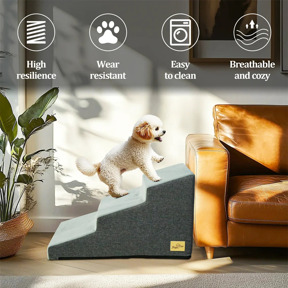 Pet 3/4 Step Stair Dog Cat Ramp Ladder High-Density Foam Sponge Dogs Sofa Removable and Washable Training Pet Ramp Stairs