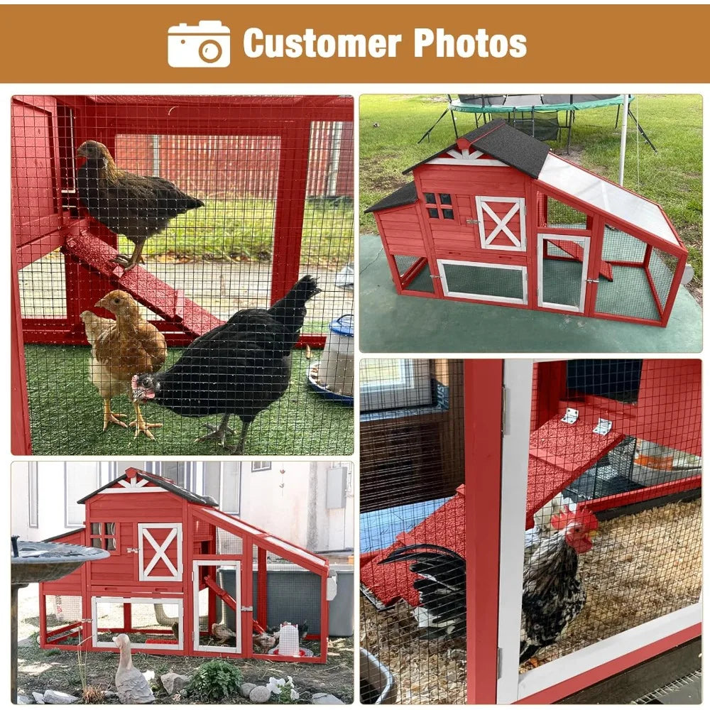 Large Chicken Coop for Outdoor with Nest Box and Removable Tray, Hen House Waterproof for 2-6 Chickens, Outdoor Poultry Cage