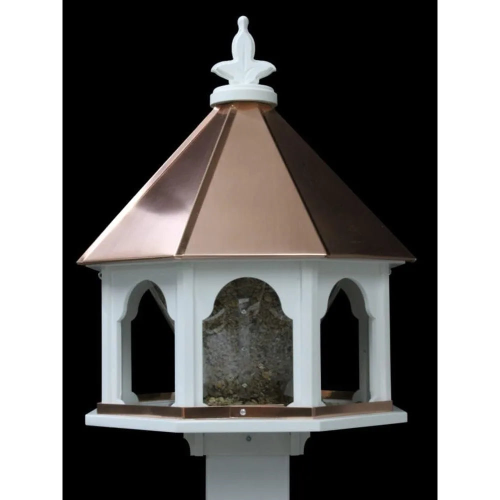 Large Octagon Wild Bird Feeder Solid Cellular PVC Clear Copper Roof Made in The USA