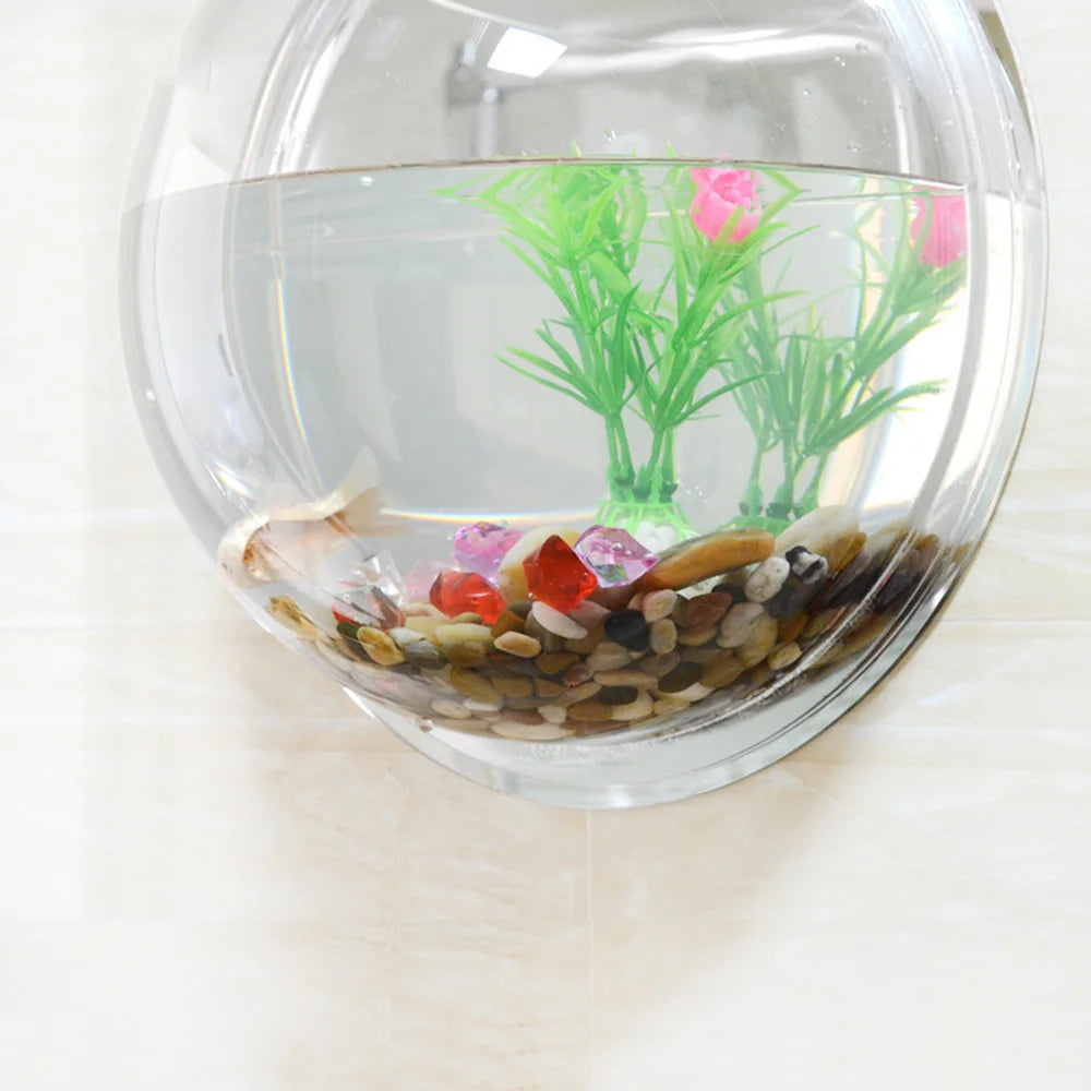 Fish Tanks Home Decoration Wall Mount Fish Tanks Goldfish Bowl Acrylic Hanging Aquariums Flowerpot Flower Vase 15/23CM