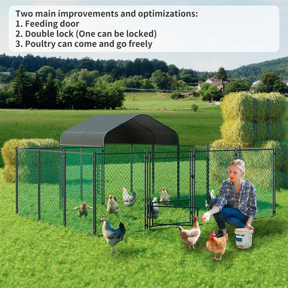 Large Walk-in Chicken Run Coop Cage Hens Rabbit Ducks Chickens Poultry Pen for Outside Yard Farm
