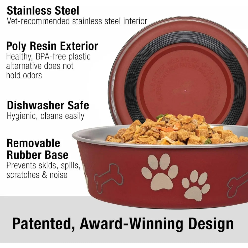 Bella Dog Bowls- Stainless Steel Dog & Cat Bowls - Spill Proof Dog Food Bowl, Cat Bowl, Puppy Essentials & Pet Supplies Great f
