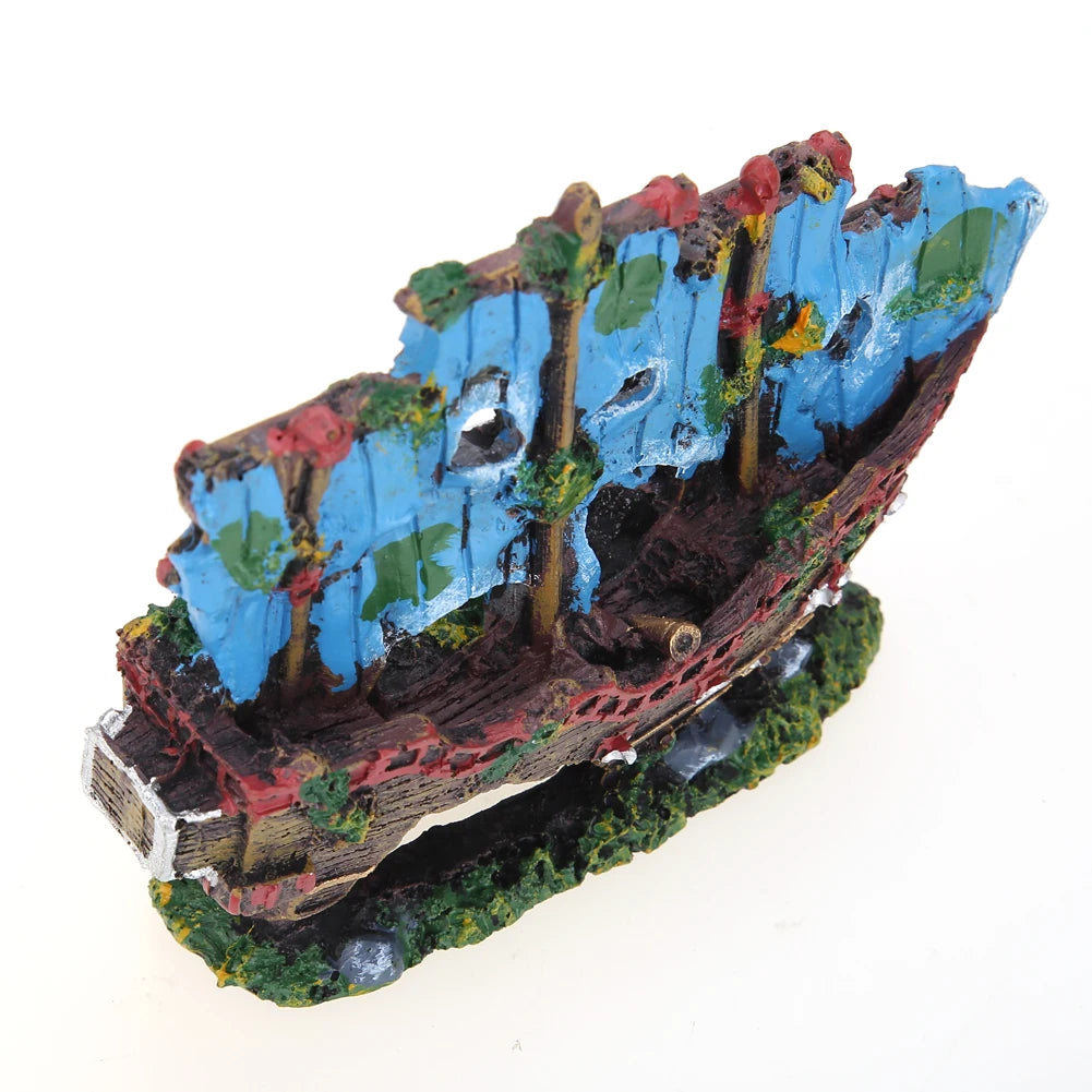 Pirate Ship Wreck Ship Resin Ornament Wreck Sunk Ship Landscape Sailing Boat Cave Fish Playing Toys Aquarium Accessories