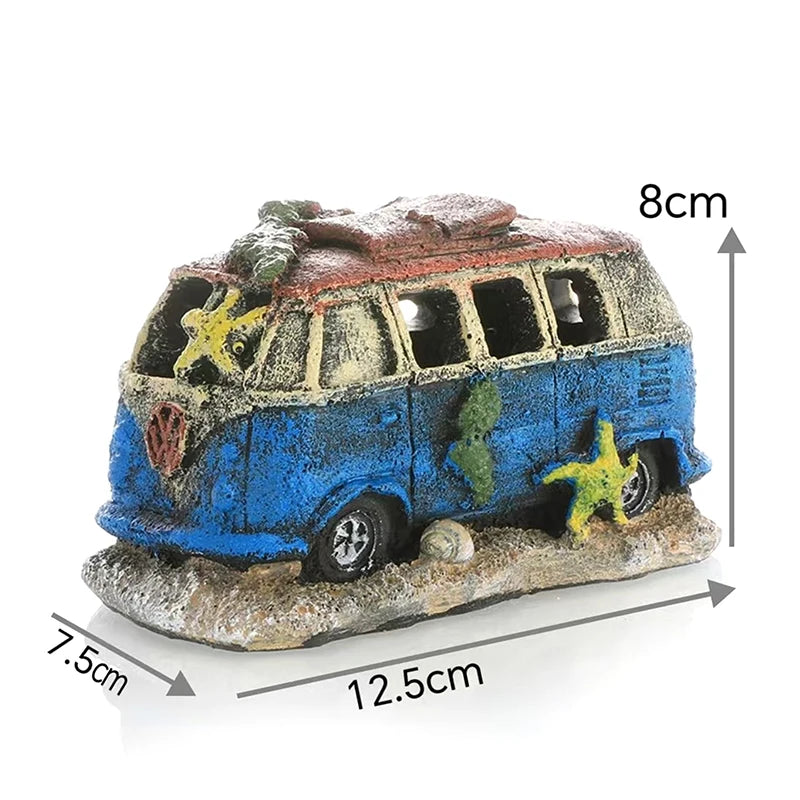 Car Wreck Fish Tank Decor, Fun Aquarium Ornament with Hiding Caves, Creates an Underwater Adventure for Your Fish