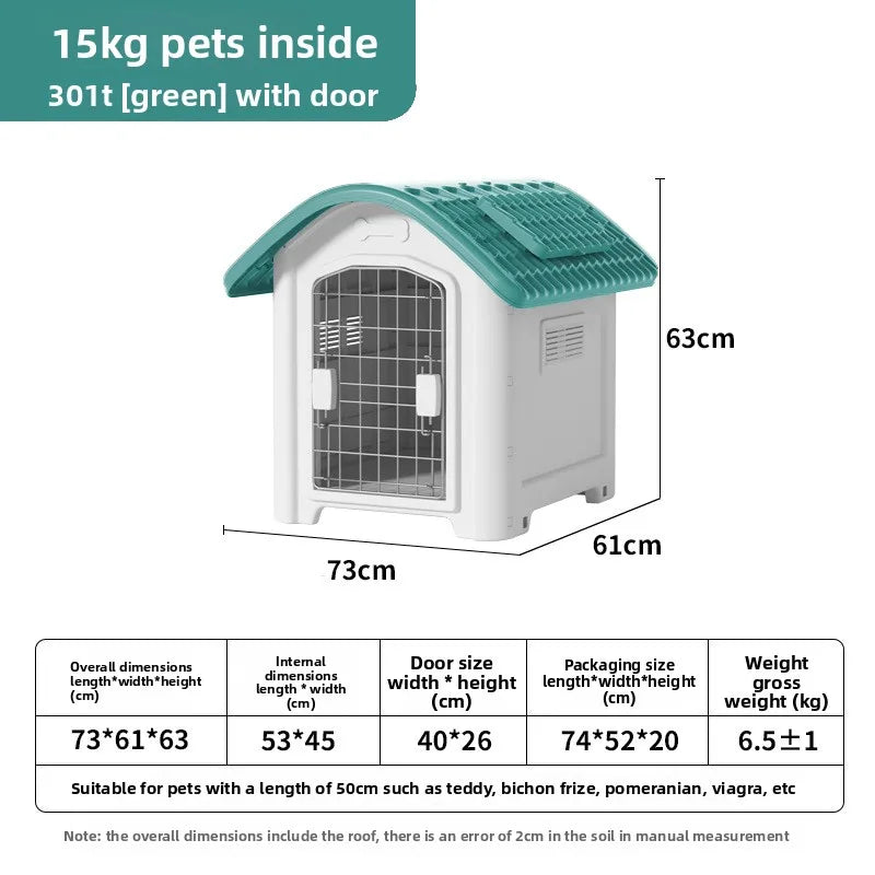 Large Waterproof Outdoor Dog House - Detachable & Washable Dog Cage for Medium/Large Breeds, All-Weather Shelter