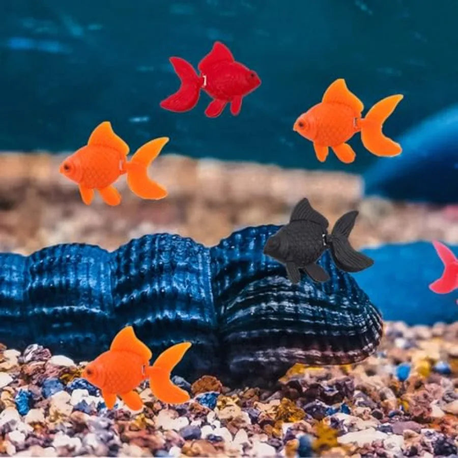 16 Pcs Fake Aquarium Fishes Fish Tank Decorations Fake Goldfish for Fish Bowl Plastic Fish Realistic Artificial Moving Floating
