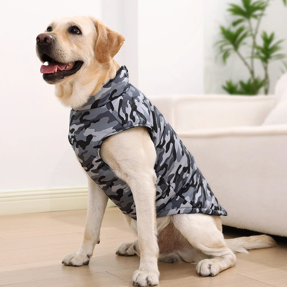 Winter Dog Clothes Coat Waterproof Puppy Cat Jacket For Large Dogs Camouflage Print Warm Windproof Pet Labrodor Apparel Costume