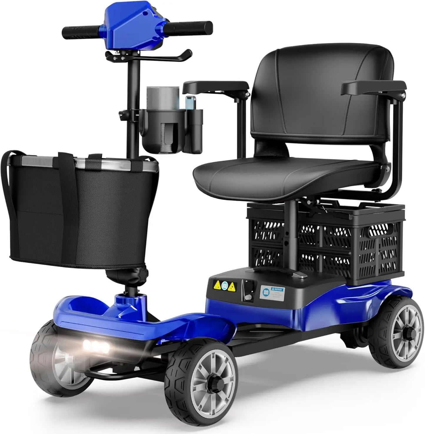 4 Wheel Mobility Scooter for Adults - Foldable Motorized Scooters 330 lb Capacity with Removable Battery, Dual Basket