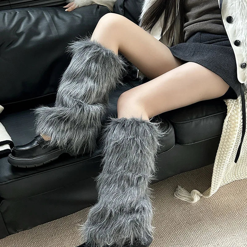 2025 New Hot-selling Autumn and Winter Imitation Mink Socks Trend Ins Wind Personality Retro Thickened Warm Leg Cover