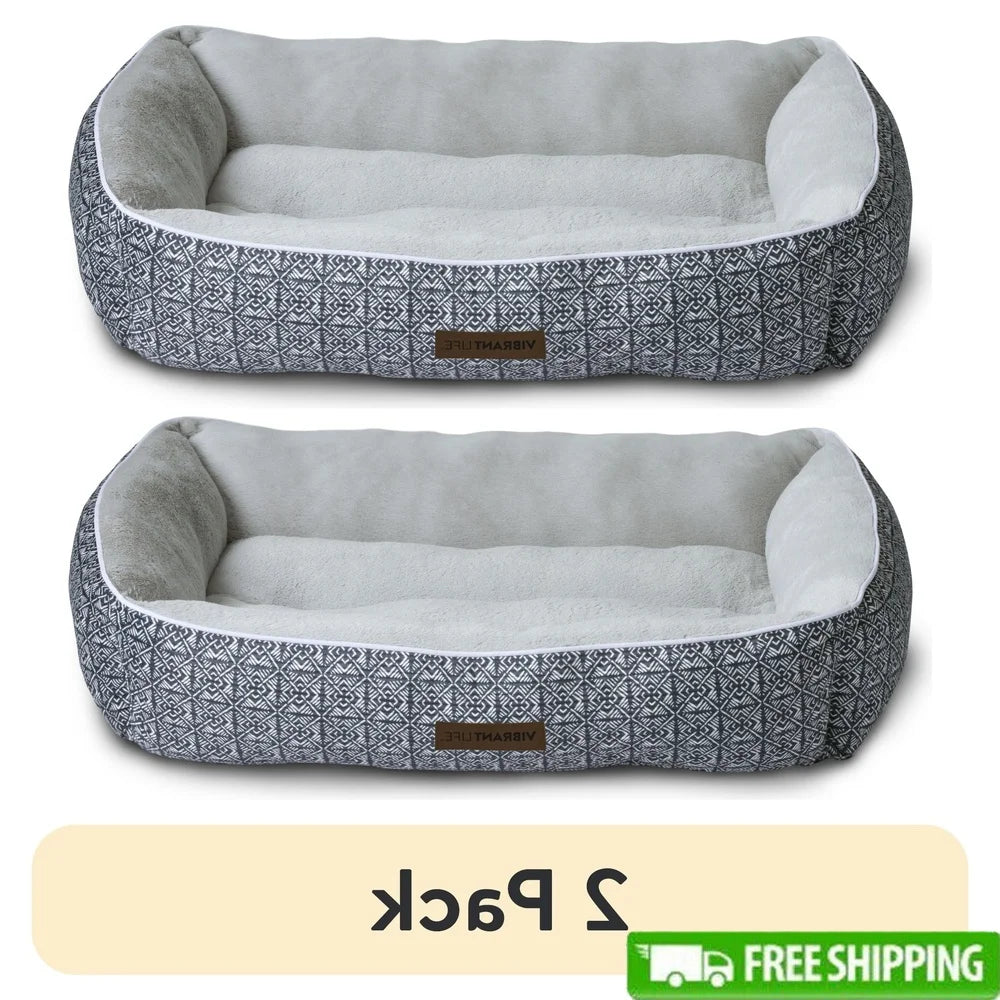Large Dog Bed 36x27 Bolstered Eco Friendly Plush Comfort
