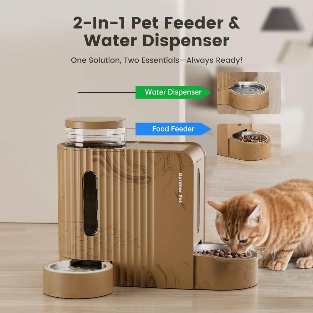 Gravity Automatic 2-in-1 Pet Feeder, 0.8 Gallons*2 Cat Feeder and Water Dispenser Set, 100% BPA-Free and Stainless Steel Water