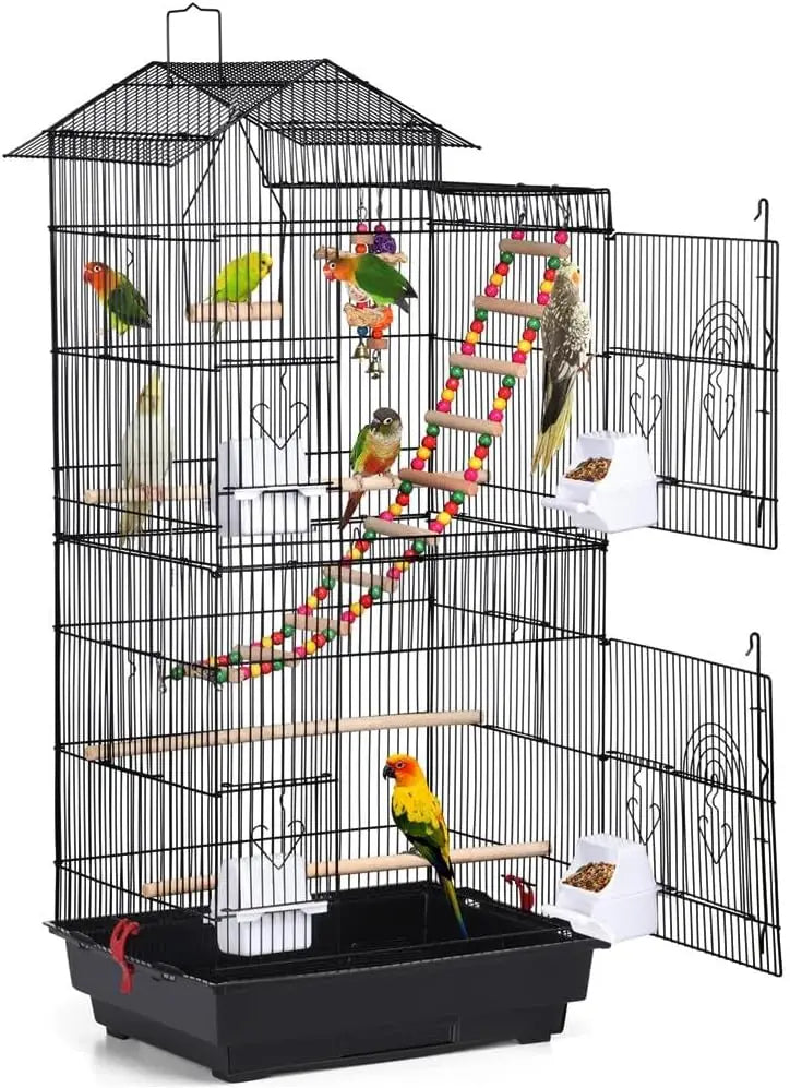 39-inch Large Flight Parrot Bird Cage for Small Quaker Cockatiel Sun Parakeet Conure Budgie Finch Lovebird Canary with Toys