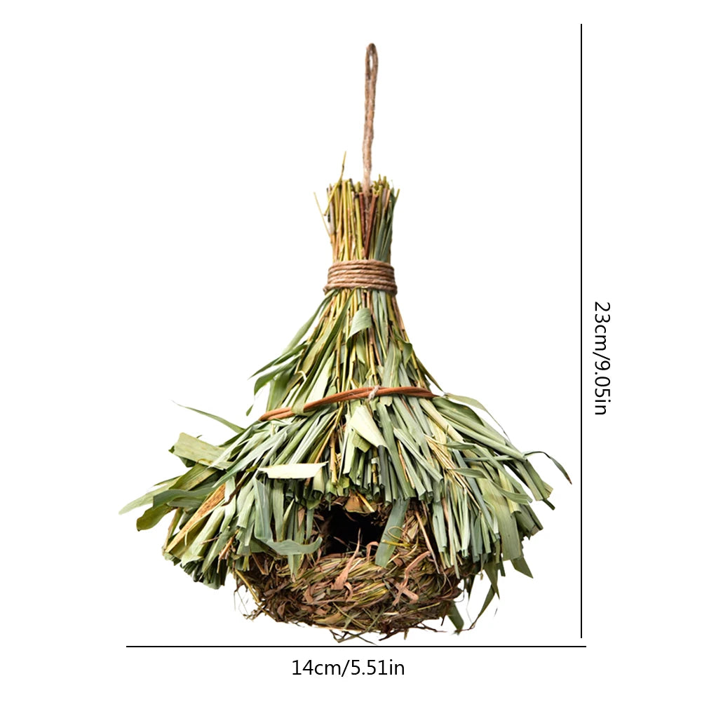 Bird Cage Comfortable Resting Place Natural Grass Bird House Weaved Hanging Parrot Nest Houses Outdoor Decoration