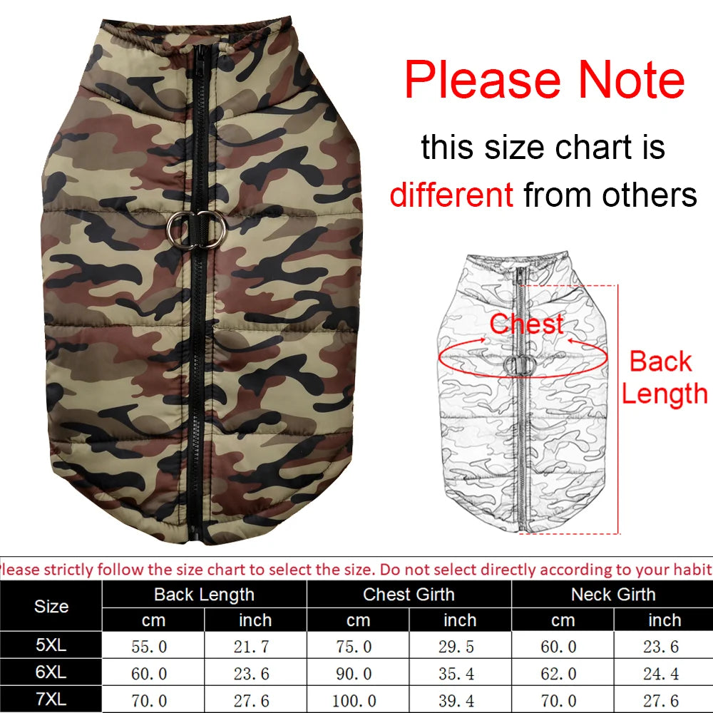 Winter Dog Clothes Coat Waterproof Large Dogs Jacket 4-6XL Camouflage Print Warm Windproof Labrodor Golden Retriever Clothing