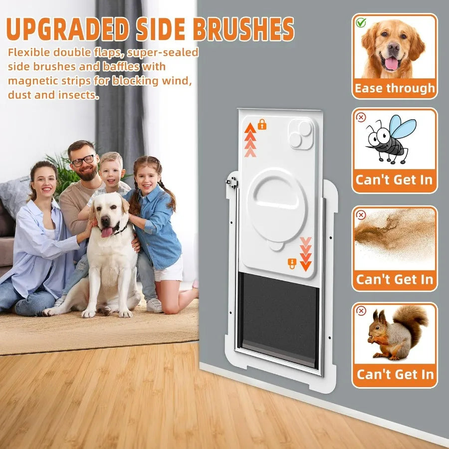 Extra Large Dog Door with Upgraded Sealing Technology for Wall Installation Double Flap Design with Steel Frame and Telescoping