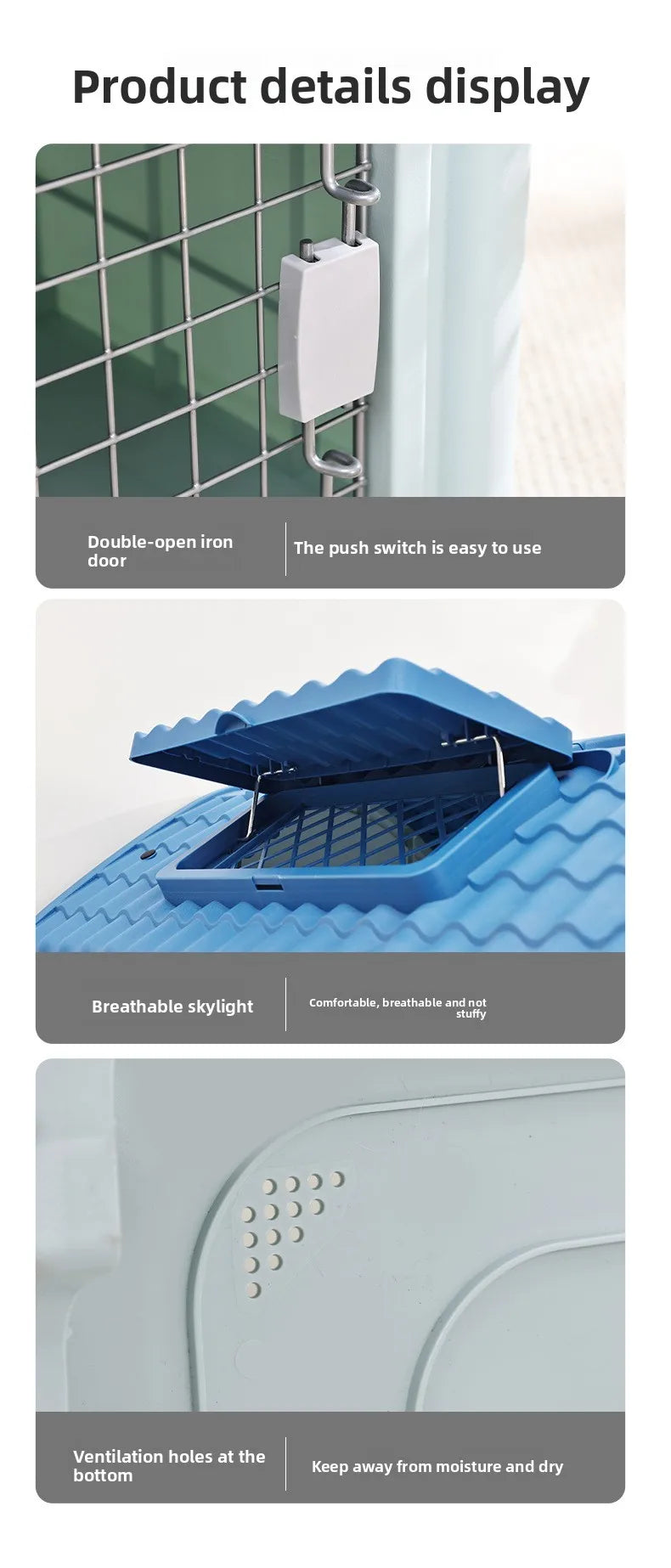 Large Waterproof Outdoor Dog House - Detachable & Washable Dog Cage for Medium/Large Breeds, All-Weather Shelter