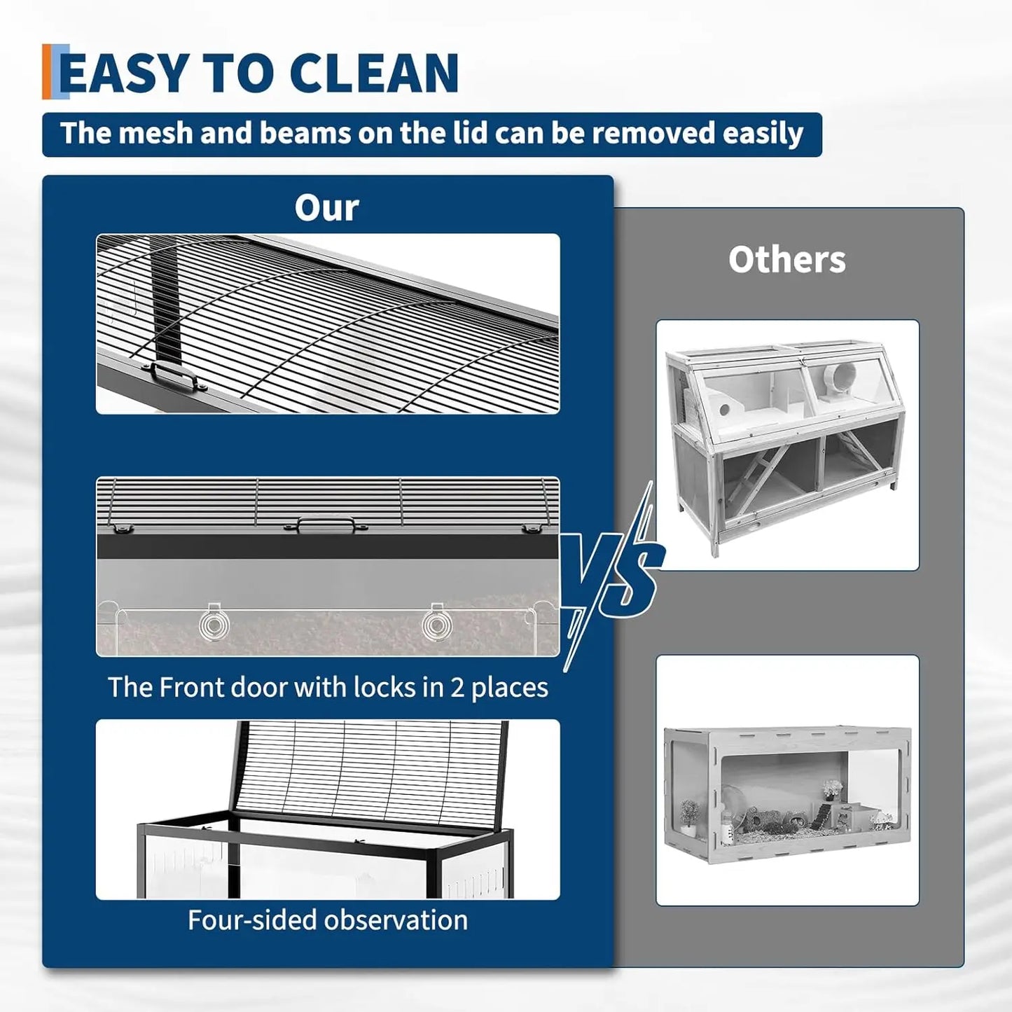 Hamster Cage with Wheels, 37.8" Metal & Acrylic Habitat for Hamster, Guinea Pig, Gerbil, Mice Chew-Proof  Easy Clean Dual Doors