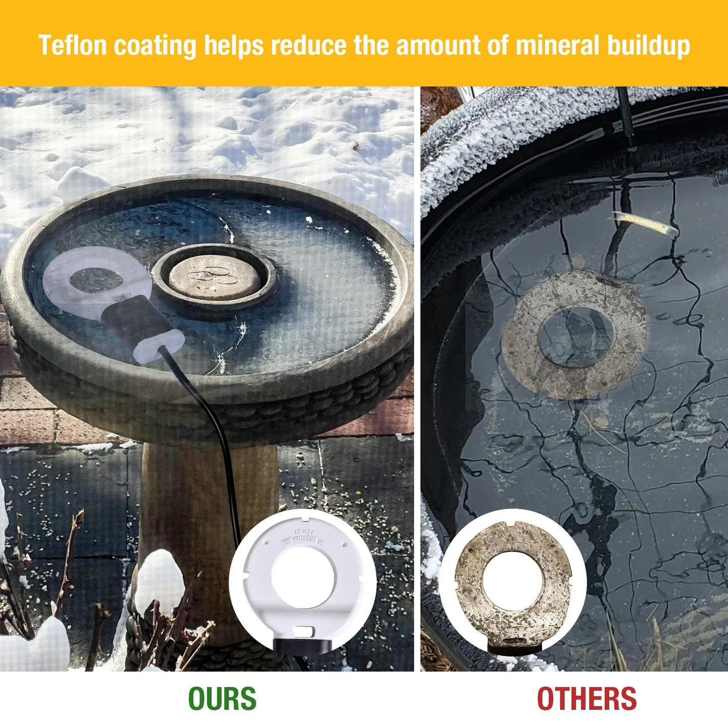 Submergible Cast Aluminum Thermostatic Control Bird Bath Heater De-Icer for Livestock Poultry Birds Cows Horses Drink Water