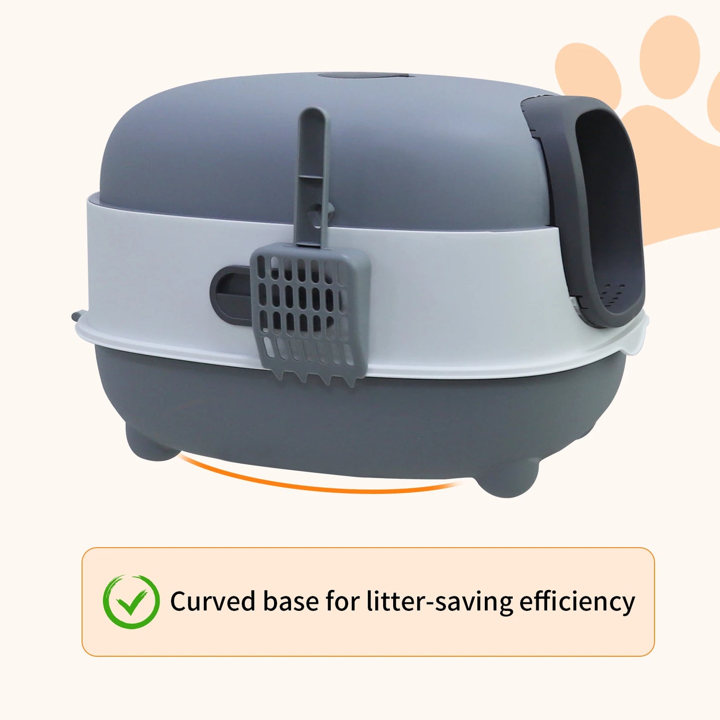 Bingopaw Large Cat Litter Box with Cat Litter Scoop with Lid, Oval Oblong Hooded Front Entry and Exit Leak-Proof Litter Cat Box