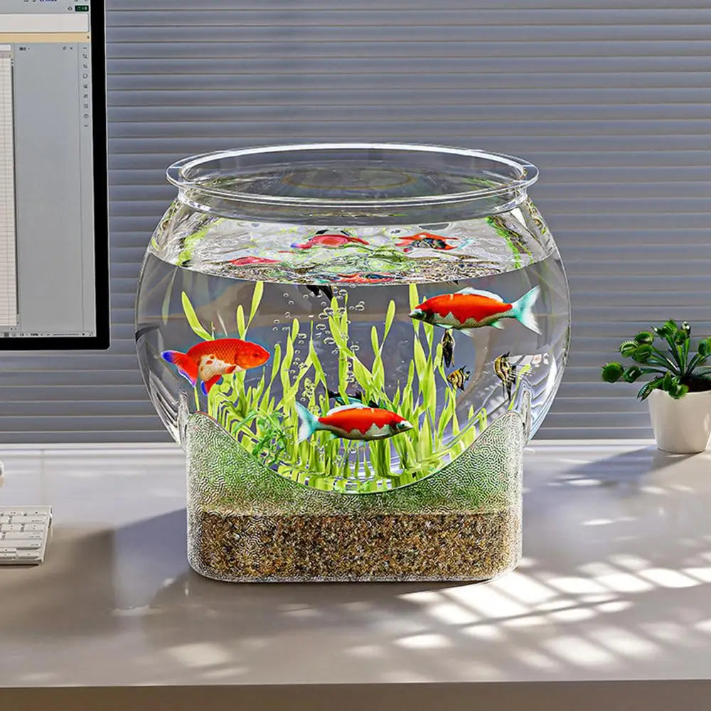 Clear Round Fish Bowl Aquarium Fish Tank Small Aquariums Flower Vase Centerpiece Desktop Aquarium for Betta Fish Turtle