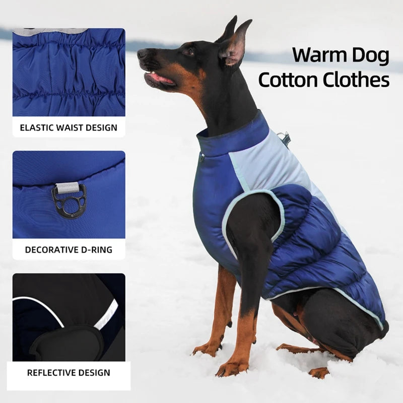 Winter Dog Coat With Reflective Strip For Pet Hoodie Dog Puppy Cold Jacket Waterproof Windproof Thick Dog Padded Vest XL-6XL