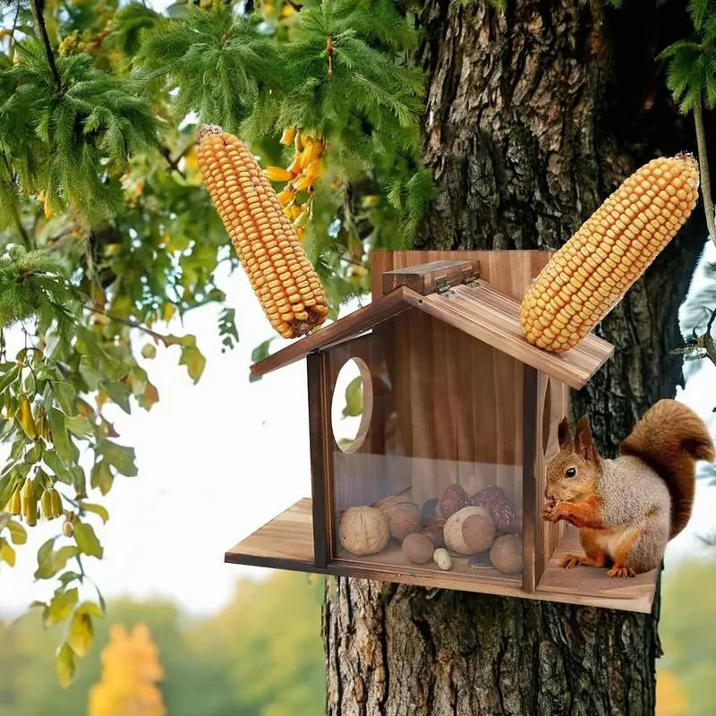 Squirrel Feeder Box Winter Outside Feeding House Squirrel Feeder Large Feeder Box Waterproof Table Feeder For Squirrel & Birds