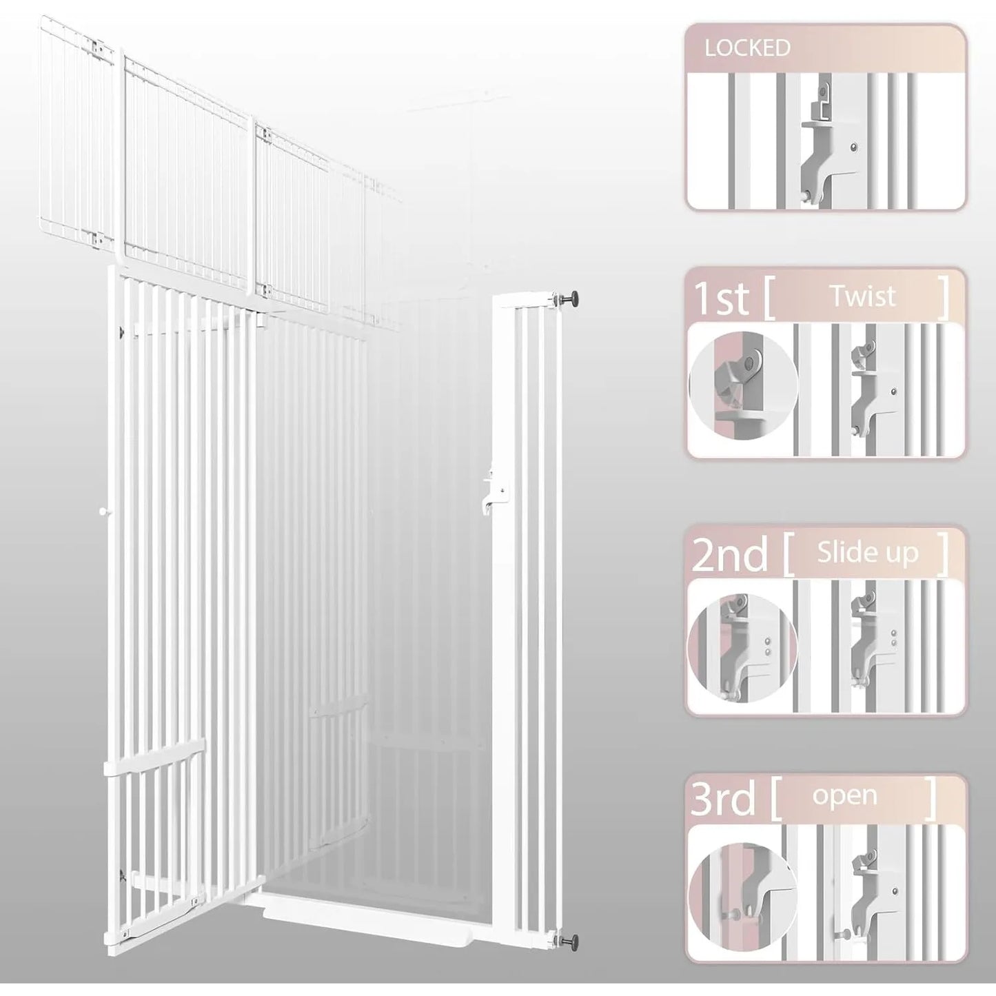 71" Extra Tall Cat Gate 29.5-40.6 Wide Pet gate for Doorway Pet Gate  Cat Doors NO Drilling Prsure Mount Kit for Cats