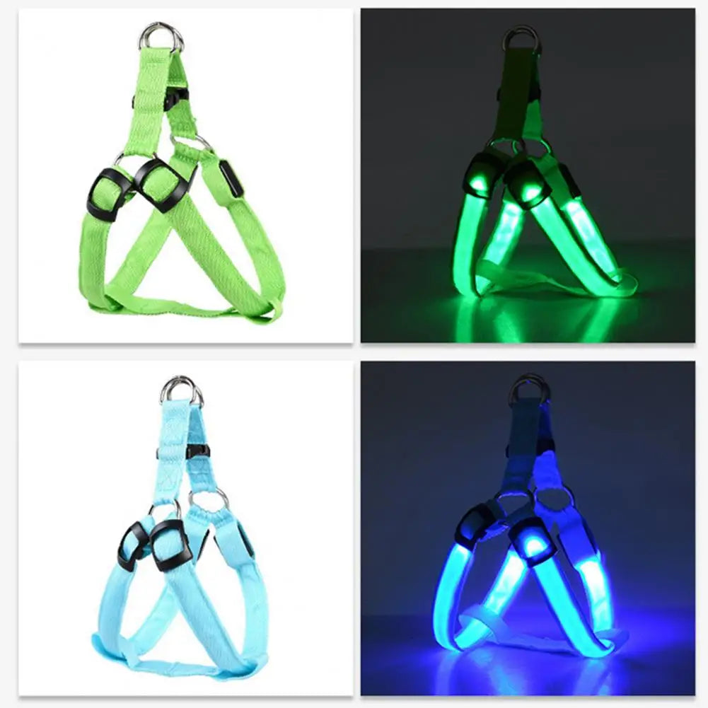 Adjustable LED Pet Harness USB Rechargeable Light Up Dog Harness Glow-in-The-Dark Safety Vest For Small Medium Dogs Pets Arnes