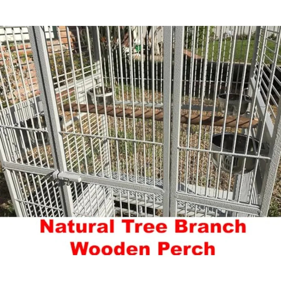 X-Large Double Ladders Open/Close Play Perch Stand Top Wrought Iron Bird Parrot Parakeet Finch Macaw Cockatoo Cage Include Seed