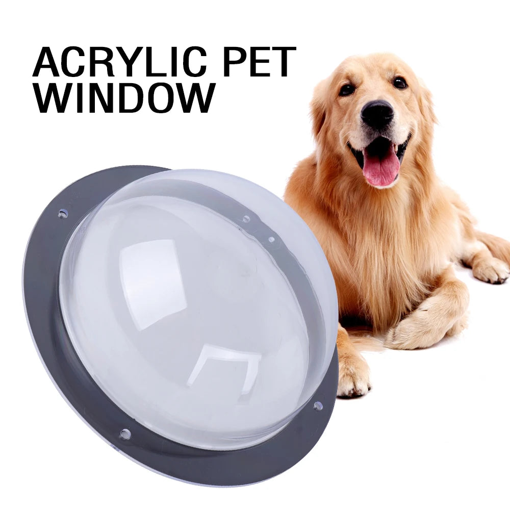 Clear Round Acrylic Pet Window for Cats and Dogs, Modern Style Small Animal Fence Portal, Durable 12.4" x 5" Transparent Door