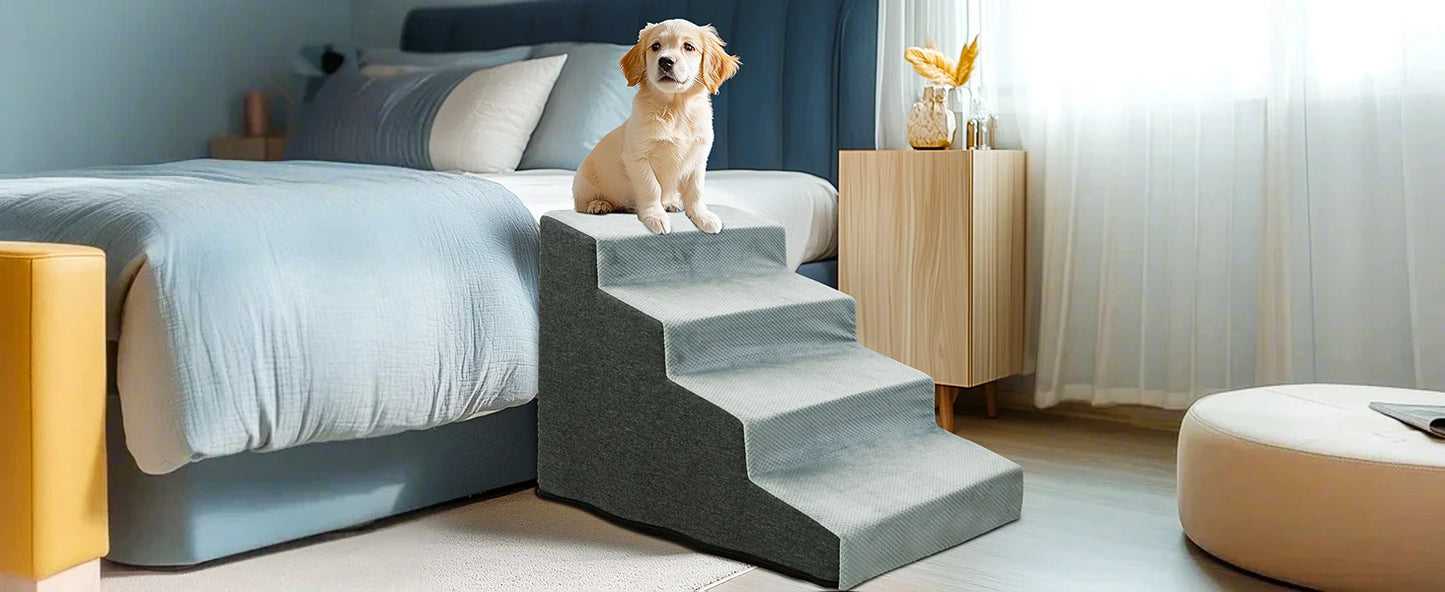 Pet 3/4 Step Stair Dog Cat Ramp Ladder High-Density Foam Sponge Dogs Sofa Removable and Washable Training Pet Ramp Stairs