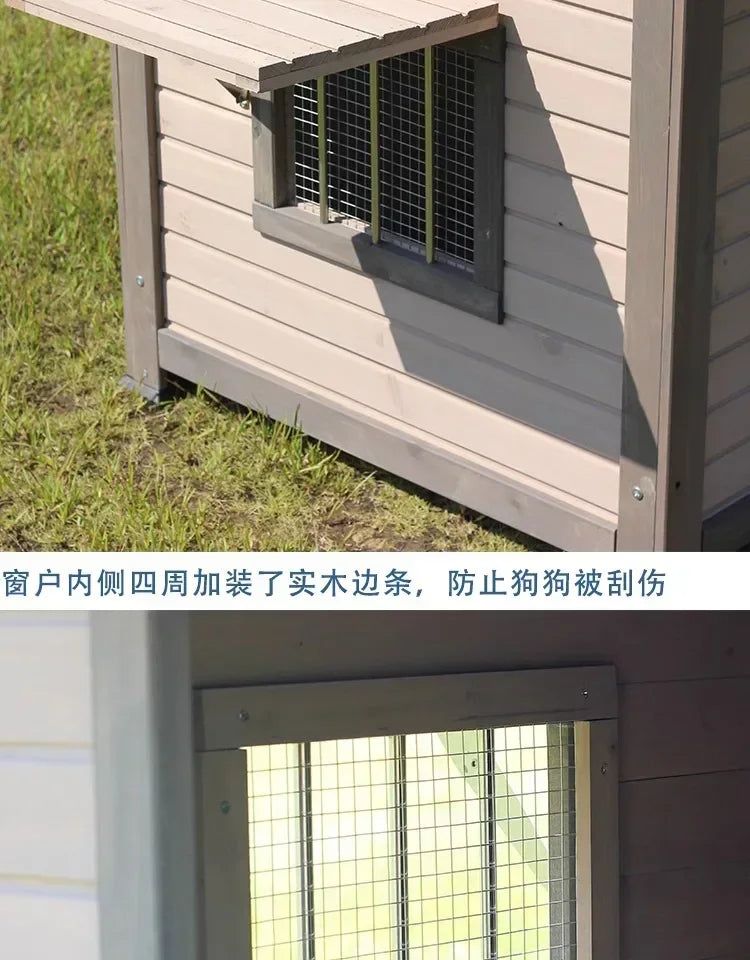 Outdoor Solid Wood Sunscreen Rain Protection Dog House Kennel Dog Cage Dog House Dog, Courtyard Villa Universal