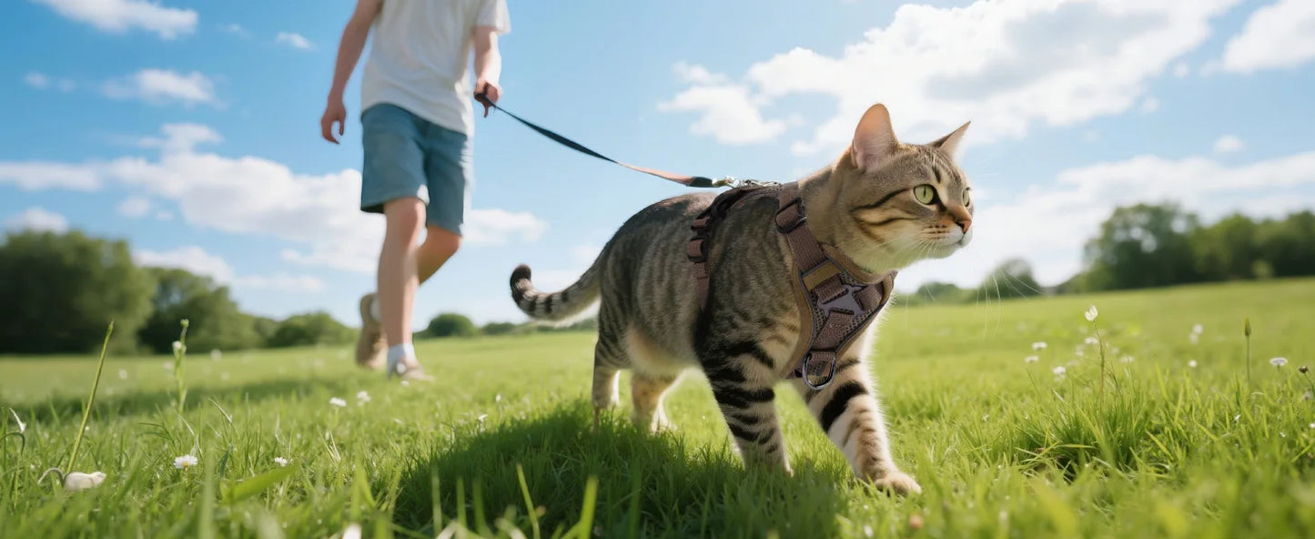 VavoPaw Cat Harness and Leash Set for Walking Adjustable Kitten Vest Harness with Reflective Strip Breathable Mesh Cat Harness