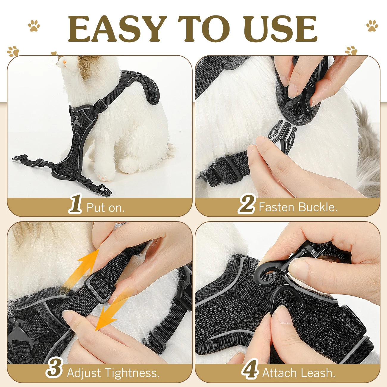 VavoPaw Cat Harness and Leash Set for Walking Adjustable Kitten Vest Harness with Reflective Strip Breathable Mesh Cat Harness