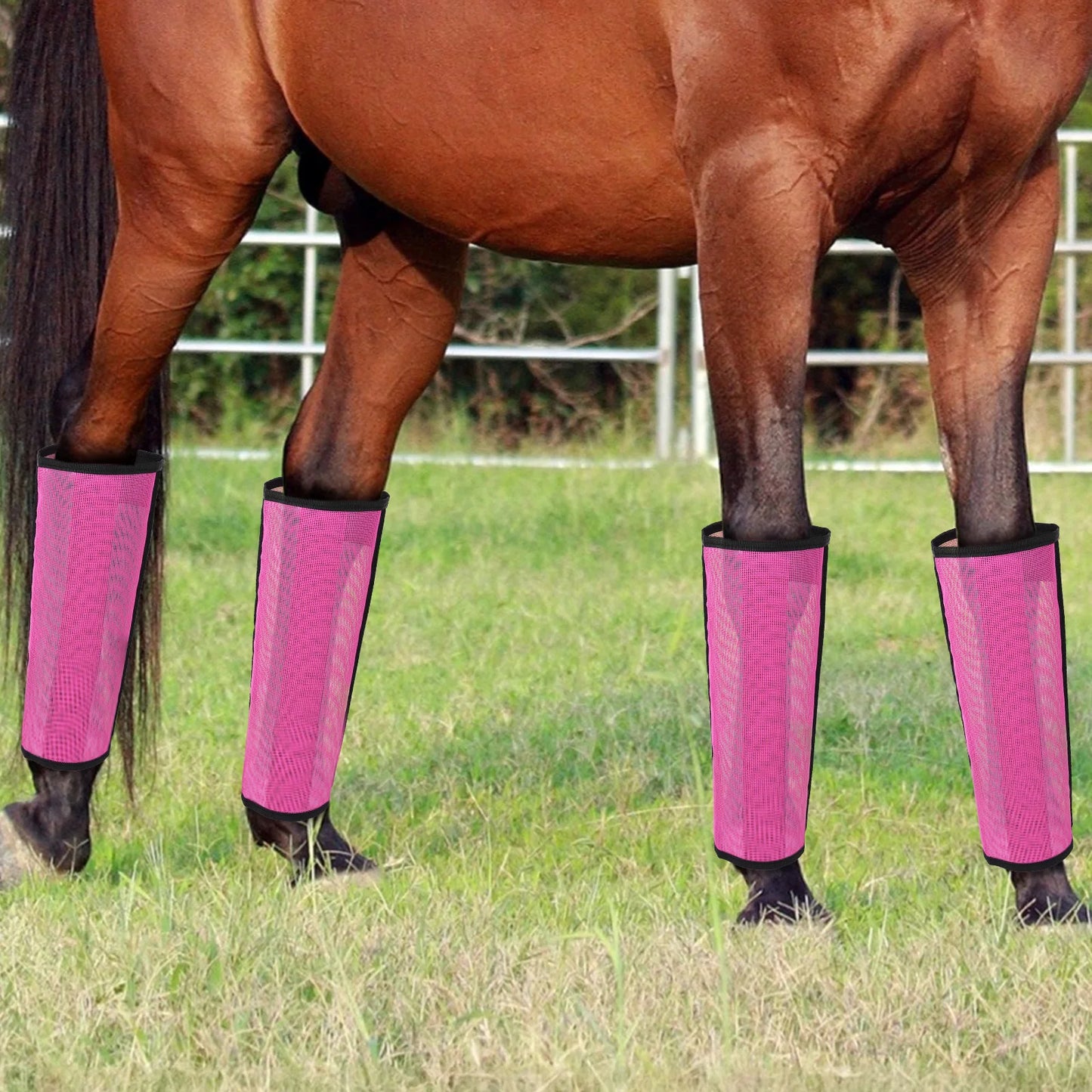 4 Sets Horse Foot Protective Cover Protective Horse Leg Wraps Breathable Mesh Horse Boots for Preventing Flies Mosquitoes Bite