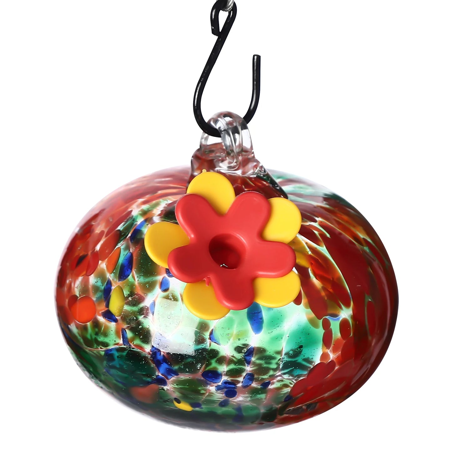 Charming Glass Wind Chime Hummingbird Feeder, Outdoor Hanging Bird Feeder