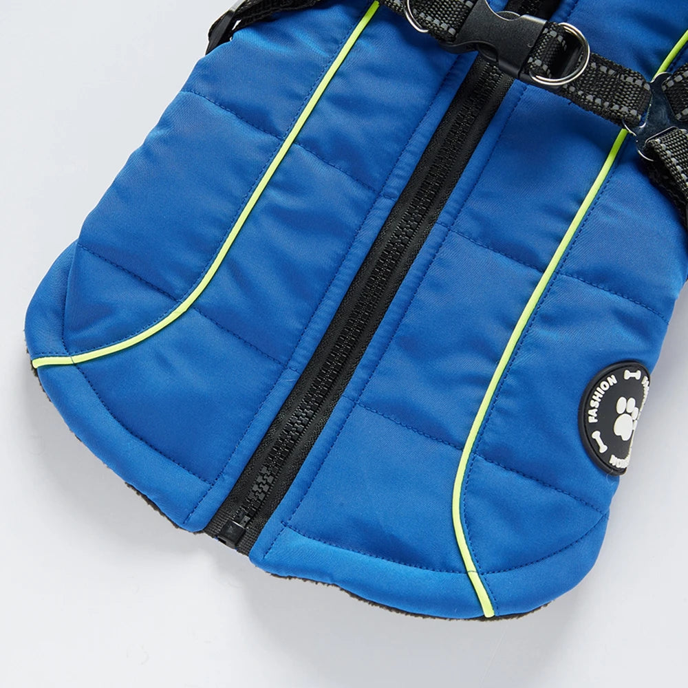 Pet Dog Waterproof Warm Jacket With Harness Reflective Dog Clothes For Small Large Dogs Coat Chihuahua French Bulldog Outfits