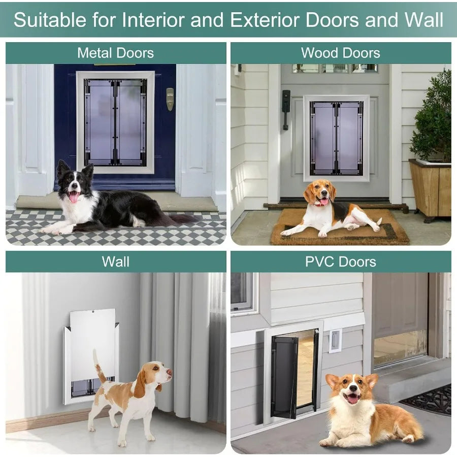 Premium Dog Door with Double Panels for IndoorOutdoor Use Automatic Closing Magnetic Flaps for Energy Efficiency Slidein Panel