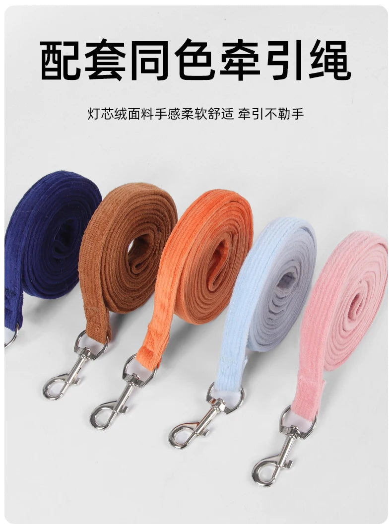 Autumn and Winter Warm Chihuahua Dog Harness with Fur, Pet Harness and Leash Set for Walking Dogs, Puppy Yorkies