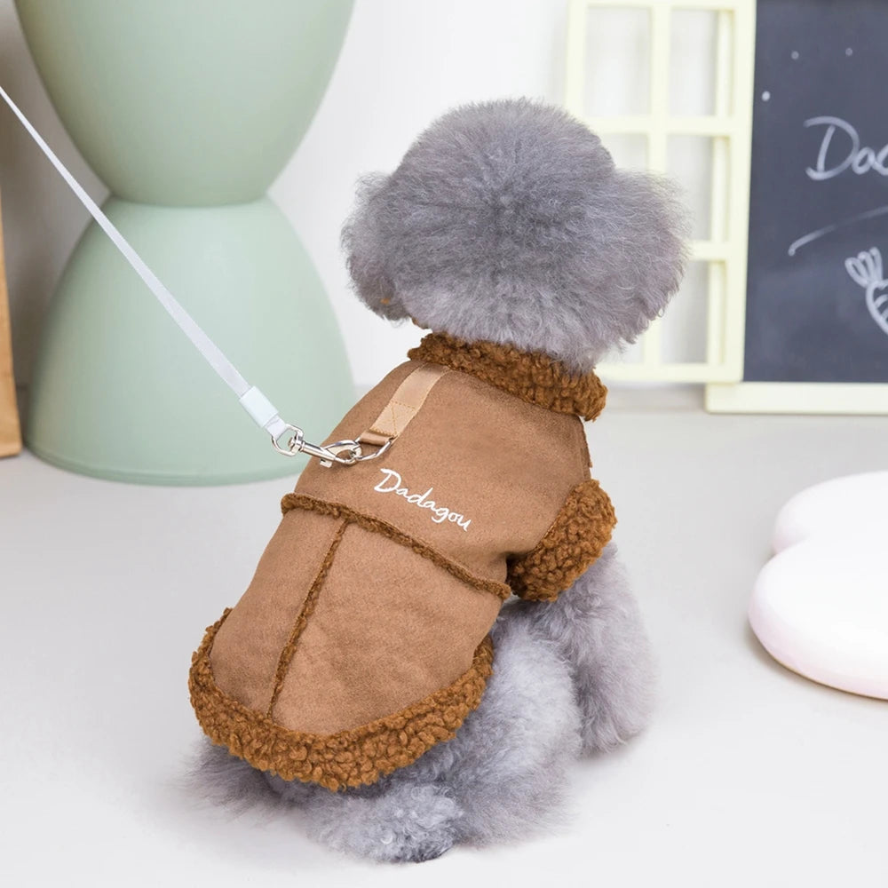 British Style Dog Jacket Lamb Fleece Winter Dog Clothes for Small Dogs Puppy Costume Chihuahua Warm Coat Pet Pug Yorkie Outfits