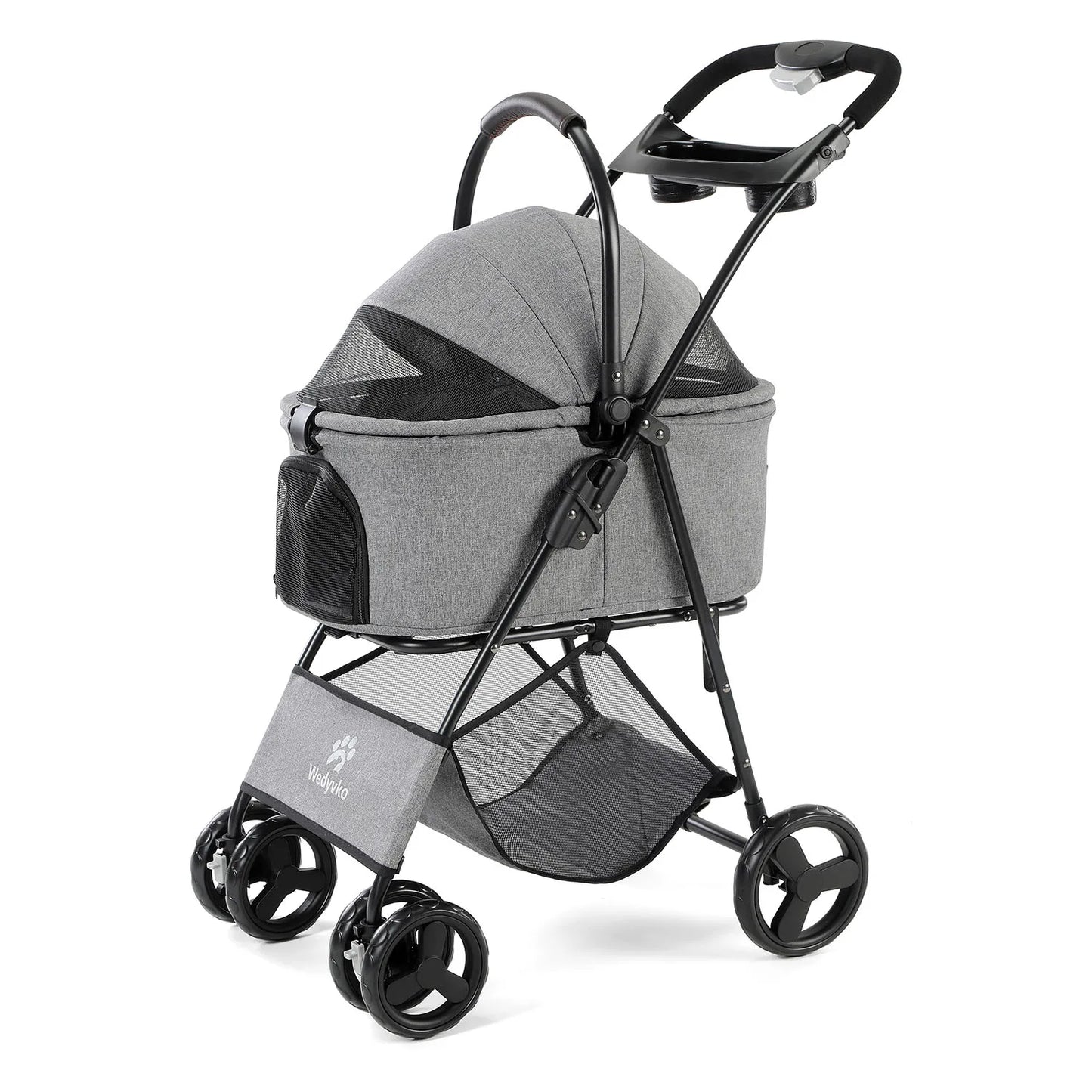 3 in 1 Pet Stroller with Removable Carrier, Folding Stroller for Small/Medium Dogs and Cats, Waterproof, All-Terrain, with Sun S