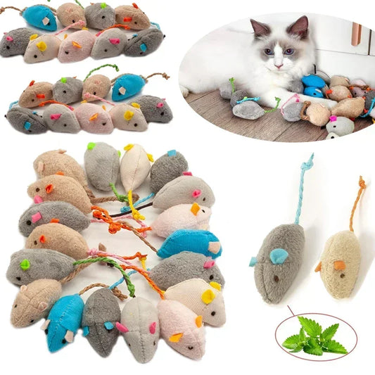 12pcs Rattle Cat Mouse Toys Also Prefilled Catnip Faux Fur Cat Mice Toys Interactive Cat Game Catnip Toys for Indoor Cats toy