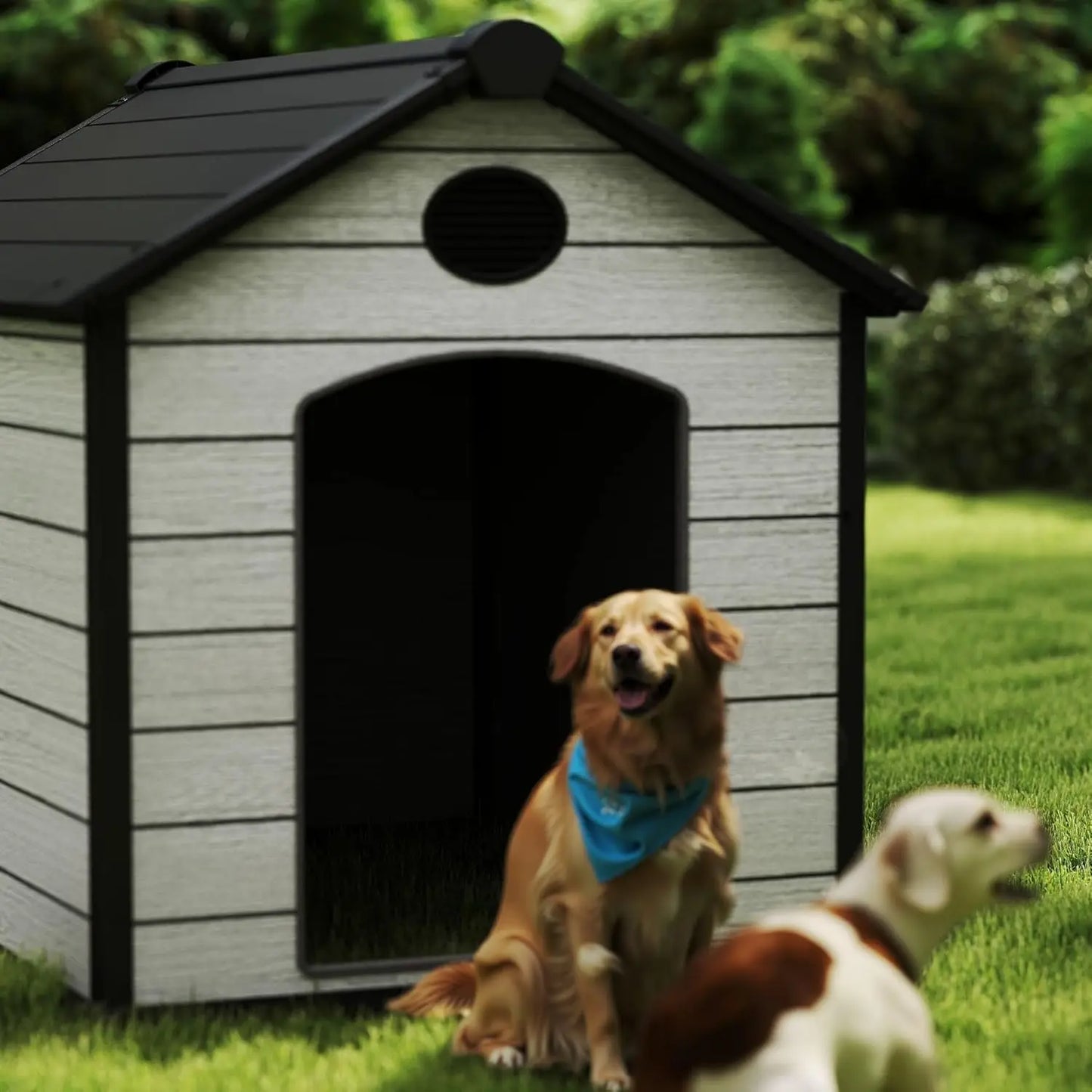 57" Extra Large Dog House Outdoor Weatherproof, 5XL Big Dog House for 3 Large Dogs Outside, Insulated Igloo Pet House
