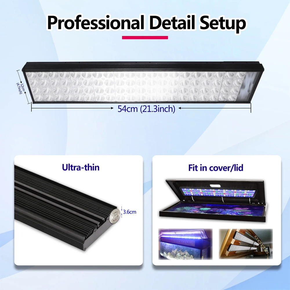 PopBloom H54 WiFi Dimmable LED Aquarium Light, Smart App Control, Suitable for 60-80cm Fish Tanks (With Arm Kit)