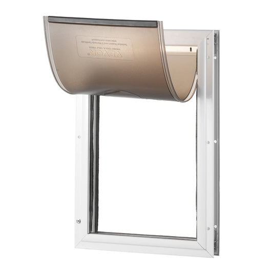 SucceBuy Pet Door Aluminum Frame with Lock and Flap System Weatherproof Doggy Door Easy to Install in Interior or Exterior Doors